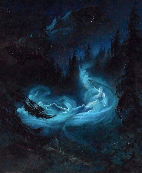 Karl Wilhelm Diefenbach, Fairy Dance, A Level Art Sketchbook, Fairies Dancing, Mary Oliver, Fantasy Paintings, Beautiful Dark Art, Fairytale Art, Scary Art