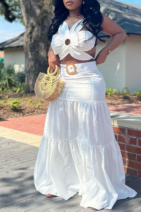 Best Sellers Top Skirt Set, Plus Size Skirts, White Summer, Up Girl, Two Piece Dress, Mode Outfits, Piece Dress, Casual Outfit, Chic Outfits