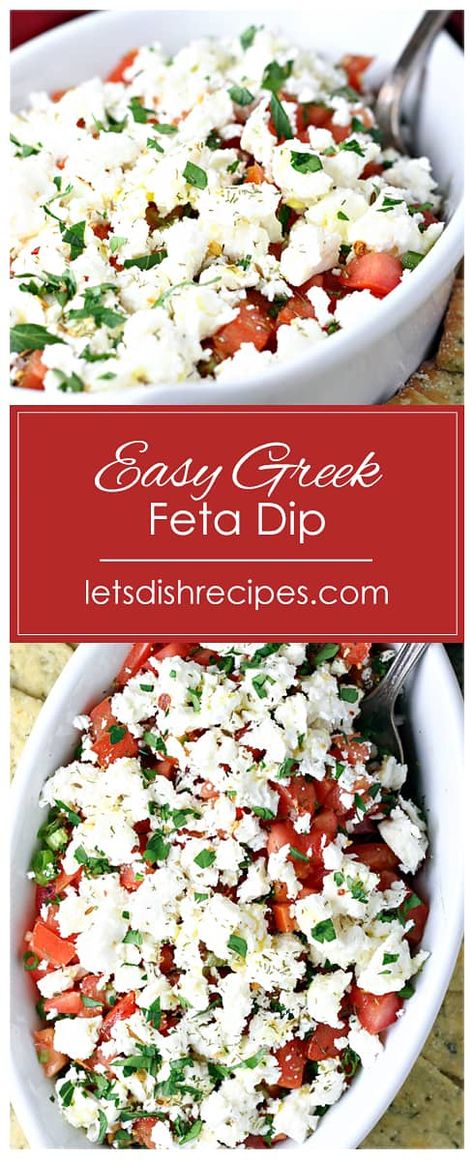 Feta Tomato Dip Recipes, Feta Dip Recipes With Tomatoes, Greek Feta Dip Appetizers, Greek Feta Cheese Dip, Feta Bread Dip, Appetizer Spreads And Dips, Peta Bread Dips, Quick Superbowl Appetizers, Greek Bread Dip