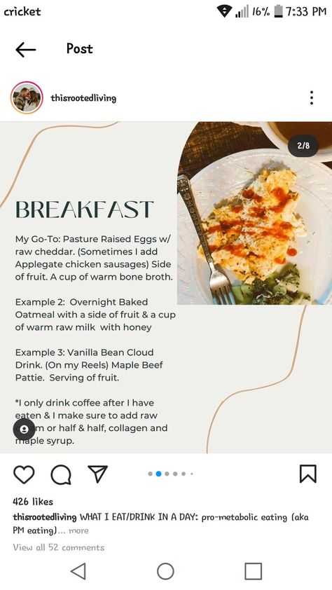 Pro Metabolic Meals, Pro Metabolic Breakfast, Pro Metabolic Eating, Pro Metabolic Recipes, Prometabolic Recipes, Kate Deering, Prometabolic Eating, Ancestral Recipes, Metabolic Foods