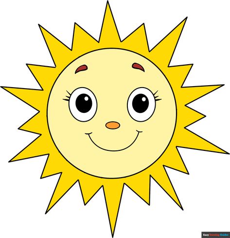 Learn to draw a smiling sun. This step-by-step tutorial makes it easy. Kids and beginners alike can now draw a great looking sun. Sun Drawing, Planet Drawing, Cartoon Sun, Smiling Sun, Easy Drawing Tutorial, Cute Sun, Popular Cartoons, Sun Art, Drawing Tutorial Easy