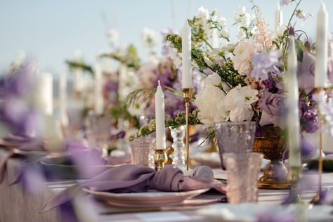 Lavender Engagement Party, Alia Wedding, Lilac Wedding Colors, Lavender Wedding Centerpieces, Lavender Engagement, Lilac Theme, Newfoundland Wedding, Wedding Plate Setting, Lavender Wedding Colors