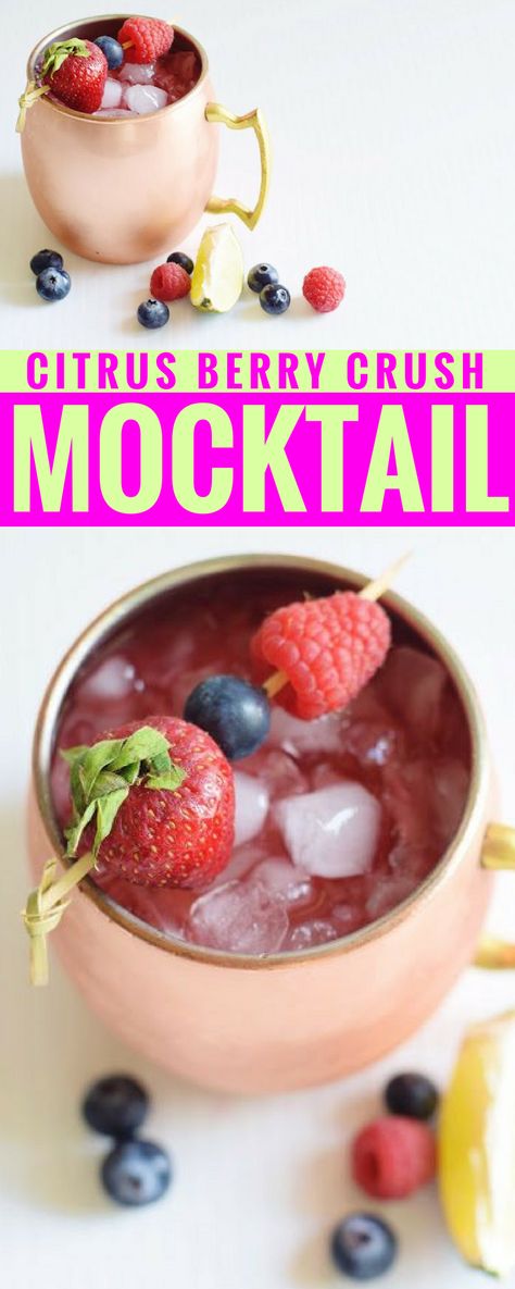 Fruity Drinks Non Alcoholic, Brunch Drinks Non Alcoholic, Berry Cocktails, Drinks Non Alcoholic, Recipe Ideas Easy, Summer Mocktail Recipes, Summer Mocktail, Berry Cocktail, Copper Mug