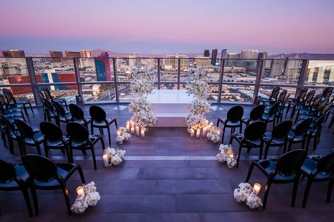 Roof Top Wedding Decor, Roof Top Wedding Ceremony, Adam Frazier, Rooftop Wedding Reception, Vegas Wedding Venues, Evening Wedding Ceremony, Wedding Rooftop, Rooftop Wedding Ceremony, Rooftop Wedding Venue