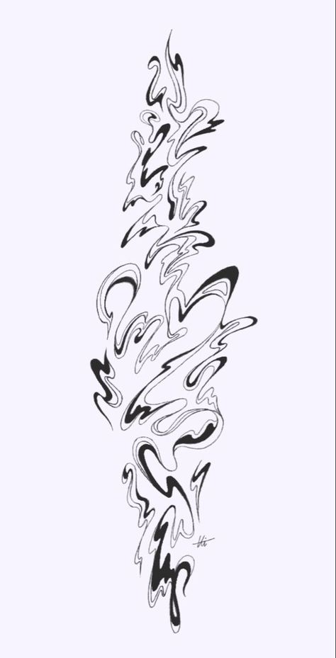 Uno Tattoo Ideas, Wavy Liquid Tattoo, Abstract Tattoo Designs Minimalist, Suminagashi Tattoo Design, Fluid Tattoo Design, Abstract Lines Tattoo, Fluid Tattoo, Swirly Tattoo, Flow Tattoo