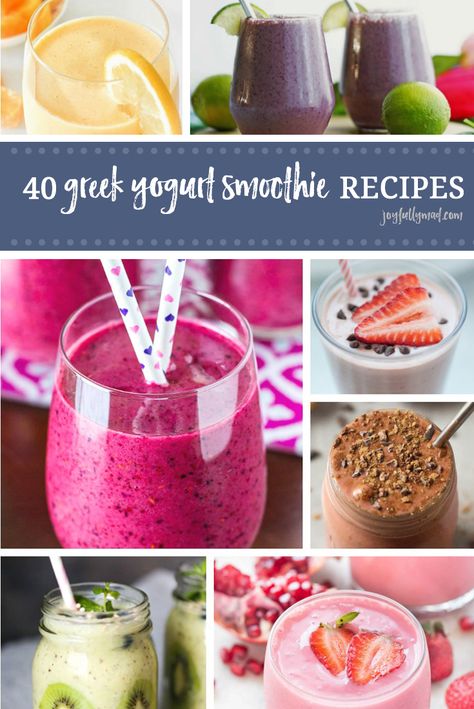 Start your morning with these Greek Yogurt Smoothie Recipes you need to try ASAP! There are so many flavors that you can experiment with. Greek yogurt smoothies can be healthy AND delicious! via @joyfullymad Yogurt Smoothie Recipes, Greek Yogurt Smoothie Recipes, Greek Yogurt Smoothie, Apricot Smoothie, Smoothie Recipes With Yogurt, Smoothie Recipes For Kids, Yogurt Smoothie, Smoothie Recipes Strawberry, Fruit Orange