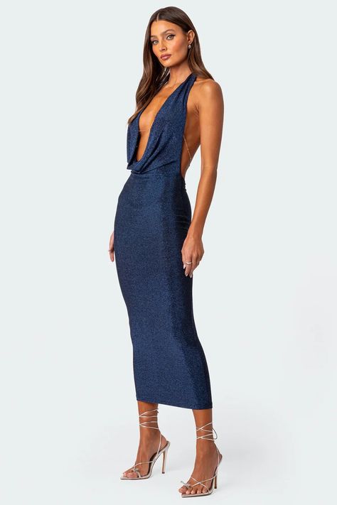 Cowl Neck Open Back Maxi Dress – edikted Deep Cowl Neck Dress, Ball Makeup, Future Bedroom, Open Back Maxi Dress, Low Cut Dresses, Deep V Neck Dress, Dress Open Back, Diy Fashion Clothing, Cowl Neck Dress