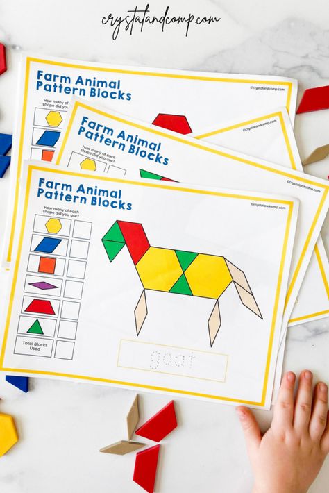 Farm Animal Pattern Block Printable Pages 3d Shapes Kindergarten, Pattern Block Printables, Pattern Blocks Activities, Preschool Steam, Farm Activities Preschool, Pattern Block Templates, Shape Activities Preschool, Freebies Pattern, Shapes Kindergarten