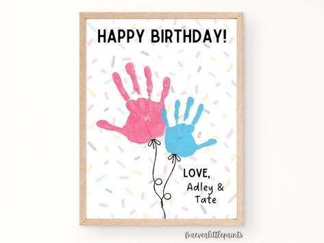 Handprint Birthday Card, Balloons Art, Handprint Keepsake, Grandma Birthday Card, Handprint Craft, Happy Birthday Dad, Handprint Crafts, Birthday Crafts