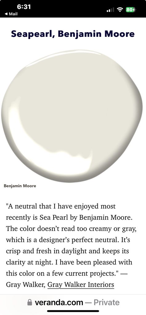 Benjamin Moore Sea Pearl Paint, Sea Pearl Paint, Sea Pearl Benjamin Moore, Bedroom Paint Color Inspiration, Paint 2024, Top Paint Colors, Indoor Paint, Interior Wall Colors, Pearl Paint