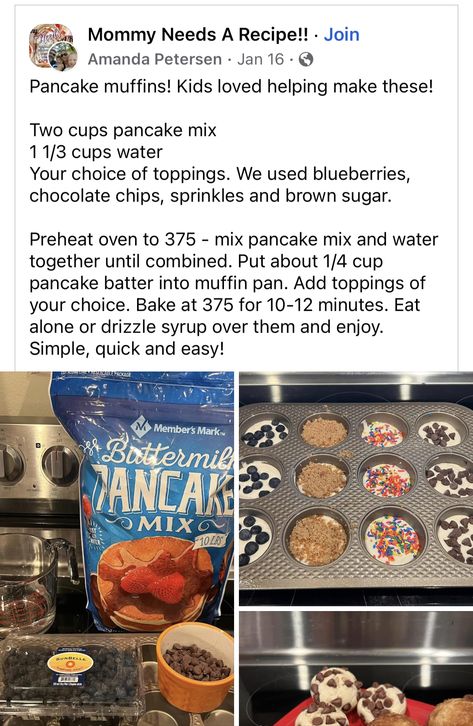 Pancake Mix Muffins Recipe, Pancake Mix Muffins, Pancake Mix Recipes, Pancake Muffins, Pancakes Easy, Tasty Baking, Pancake Mix, Pancake Batter, Breakfast Items