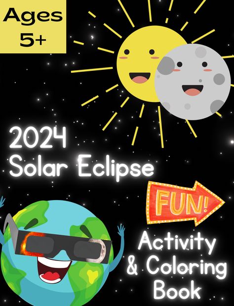 2024 Solar Eclipse Activity & Coloring Book: The Solar Eclipse Coloring & Activity Book is the perfect companion to experiencing this amazing event! With 25 fun filled pages kids will have fun coloring in pictures, completing word and math puzzles, and learning fun facts about the eclipse! Also included are several ways for children to commemorate their eclipse viewing experiences. Solar Eclipse Activity, Eclipse Solar, Math Puzzles, Eclipse 2024, Coloring Activity, Maths Puzzles, The Eclipse, Lunar Eclipse, Craft Corner