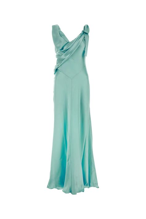 Long dress realized in satin characterized by V neckline. - Closure by ribbon to tie on the shoulder strap - Flared hemline- Unlined Composition: Exterior: 70% Acetate 30% Silk Satin Long Dress, Satin Dress Long, Beautiful Costumes, Pretty Prom Dresses, Alberta Ferretti, Fashion Design Clothes, Ball Dresses, Fancy Dresses, Satin Dresses