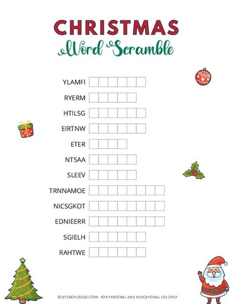 Christmas Word Scramble | Printable Puzzles for Kids Christmas Puzzles Printables, Word Scramble For Kids, Winter Word Search, Christmas Word Scramble, Valentines Day Words, Printable Games For Kids, Thanksgiving Words, Printable Puzzles For Kids, Winter Words