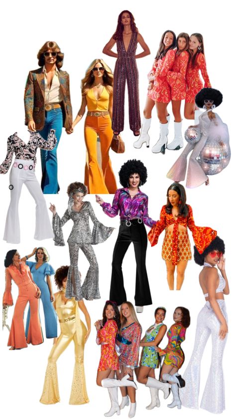 70s Disco Party Outfit Costume Ideas, 70s Fashion Disco Parties, 80s Disco Party Outfit, 80s Disco Fashion, 70s Disco Party Outfit, Retro Party Outfit, Decades Outfits, 70s Party Outfit, 70s Disco Costume