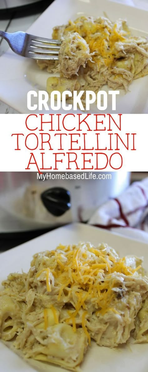 Crockpot Chicken Tortellini, Frozen Chicken Recipe, Tortellini Recipes Crockpot, Chicken Tortellini Alfredo, Family Recipes Easy, Frozen Chicken Crockpot, Crock Pot Tortellini, Apartment Meals, Tortellini Alfredo