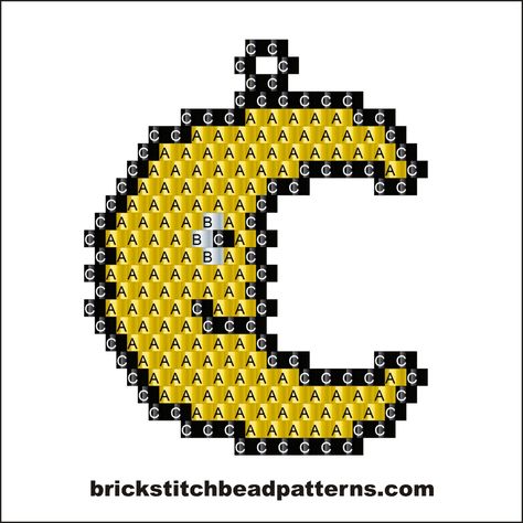 Brick Stitch Bead Patterns Journal: Crescent Moon Halloween Free Brick Stitch Bead Pattern Seed Bead Halloween, Stitch Bead Pattern, Pony Bead Projects, Seed Bead Art, Miyuki Beads Pattern, Pony Bead Crafts, Moon Halloween, Beaded Banners, Right Angle Weave