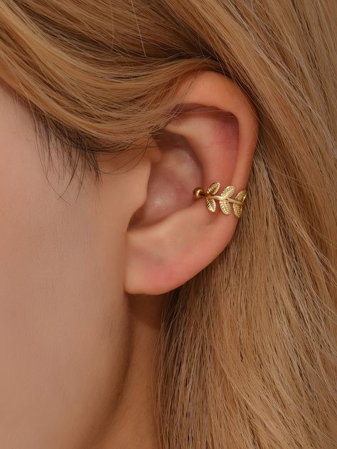 Gold Fashionable   Copper  Ear Cuff Embellished   Jewelry Earcuffs Earrings, Earring Cuffs, Minimalist Ear Piercings, Leaf Ear Cuffs, Ear Cuff Piercing, Earring Cuff, Diy Friendship Bracelets Tutorial, Ear Cuff Jewelry, Neck Pieces Jewelry