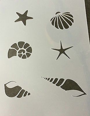 Sea Shells Beach A4 Mylar Reusable Stencil Airbrush Painting Art Craft | eBay Beach Stencils, Banksy Stencil, Cool Stencils, Tantra Art, Airbrush Painting, Mural Stencil, Shells Beach, Stencil Fabric, Seashell Painting