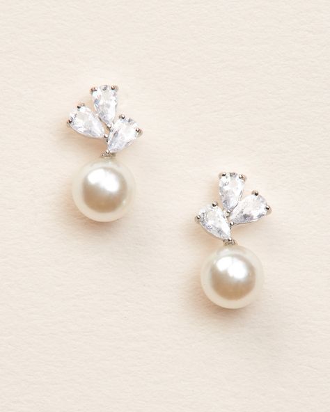 Meadow Pearl Earrings - Shop Stud Earrings | Dareth Colburn Pearl Drop Bridal Earrings, Wedding Earrings Pearl, Drop Bridal Earrings, Vine Headband, Pearl Drop Earrings Bridal, Earrings Pearl Drop, Bridal Tops, Pearl Earrings Wedding, Time Time