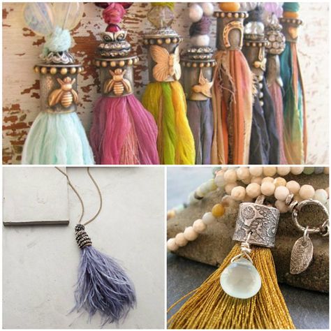 We still seem to be fascinated with incorporating tassels into our jewelry. But really, what is there not to love about it. There are so many ways in which you...Read More Tassels Tutorials, Beads Tassels, Tassel Crafts, Soldered Pendants, How To Make Tassels, Diy Tassel, Tassel Jewelry, Long Beaded Necklace, Love Always