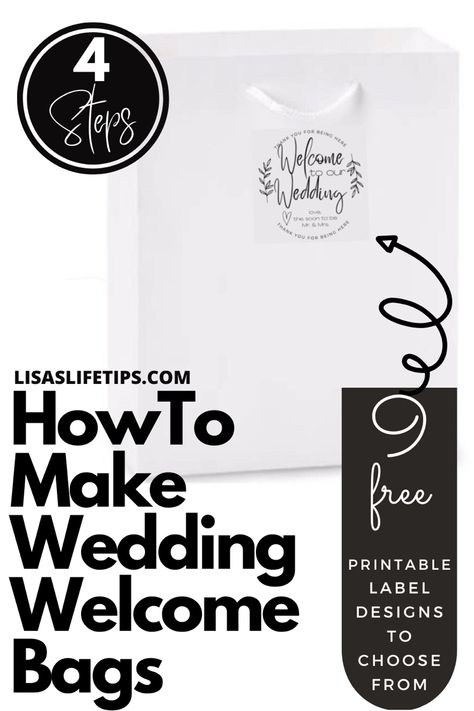 How to make wedding welcome bags with free printable labels Koozie Design, Custom Water Bottle Labels, Custom Wedding Napkins, Bag Label, Welcome Bag, Free Wedding Printables, Labels Printables Free, Welcome Letters, Feeling Appreciated