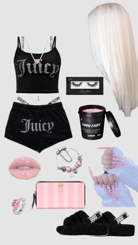 #outfitinspo #beauty #chavgirl #chavvy #chavv #chavygirl #uk #british #xx #fitinspo #fit #outfit #blonde #pink #black #snowfairy #nails #victoriassecret #pandora #lashes Juicy Couture Clothes, Chav Outfits, Outfit Blonde, Blonde Pink, Cute Lazy Day Outfits, Trendy Outfits For Teens, Lazy Day Outfits, Looks Black, Simple Trendy Outfits