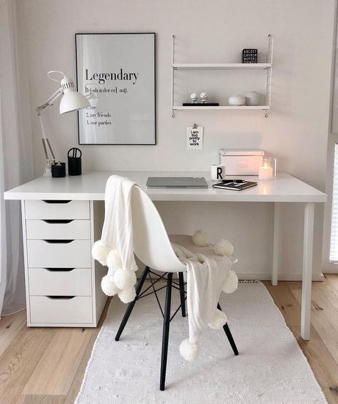 Design Ložnic, Hiasan Bilik Tidur, Bilik Idaman, White Desk, Hiasan Bilik, Study Room Decor, Bilik Tidur, غرفة ملابس, Room Makeover Bedroom