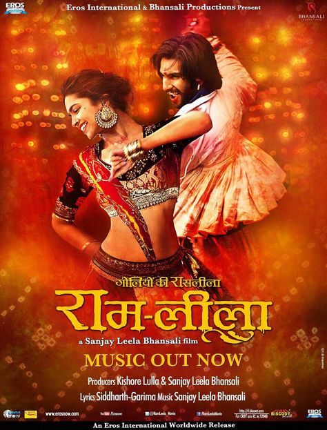 'Ram-leela' poster feat. Deepika Padukone and Ranveer Singh Leela Movie, Bollywood Poster, Ram Leela, Tam Film, Trailer Film, Indian Movie, Cultural Beliefs, Bollywood Posters, Video Trailer