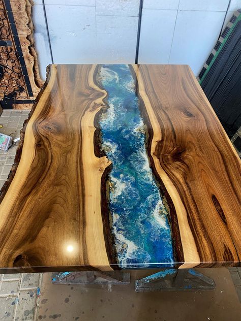 Live Edge Epoxy, Epoxy River Table, Resin Tables, River Tables, Epoxy Table Top, Custom Dining Tables, Table Epoxy, Live Edge Dining Table, Wooden Table Top