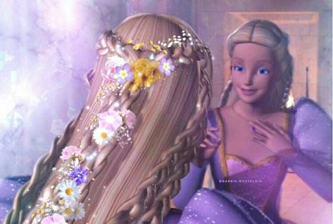 Barbie Movie Hairstyles, Barbie Icons Aesthetic, Barbie Movie Aesthetic, Barbie Movies Aesthetic, Barbie As Rapunzel, Barbie Hairstyles, Barbie Rapunzel, Barbie Nostalgia, Barbie Hairstyle