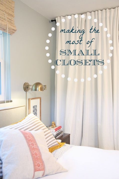 Making the Most of Small Closets: Master Bedroom Small Bedroom With Sliding Glass Door, Expand Closet, Ideas Armario, Closet Idea, Closet Organisation, House Tweaking, Mirror Doors, Closet Curtains, Small Closets