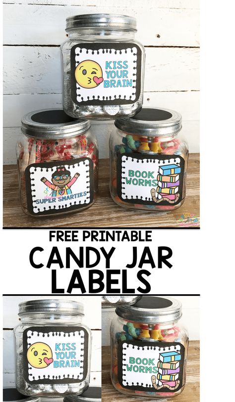 Free Printable Candy Jar Reward Labels #classreward @kindergarten @candyjar #chocolatejar Open House Treats, Office Candy Jar, Candy Jar Labels, Vintage Bottles Antiques, Office Candy, Candy Labels, Classroom Rewards, Labels Printables Free, Classroom Labels