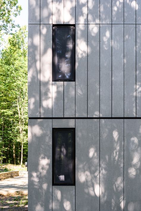 New Paltz Renovation by AlexAllen Cube Ideas, Cement Board Siding, Fibre Cement Cladding, Fiber Cement Board, Cement Panels, Architecture Residential, Cladding Design, Fiber Cement Siding, Plywood Siding