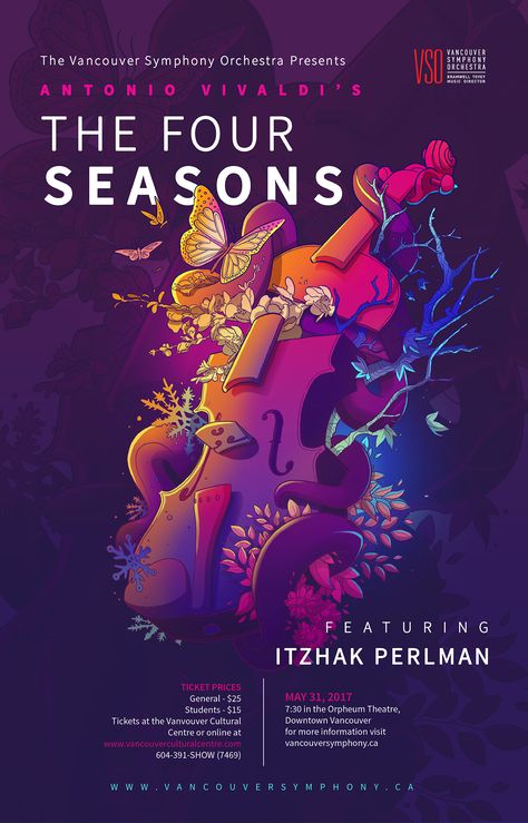 Vivaldi's The Four Seasons Concert Poster Illustration on Behance Poster Musik, Concert Poster Design, Event Posters, Music Concert Posters, Desain Editorial, Music Festival Poster, 타이포그래피 포스터 디자인, Music Poster Design, Event Poster Design