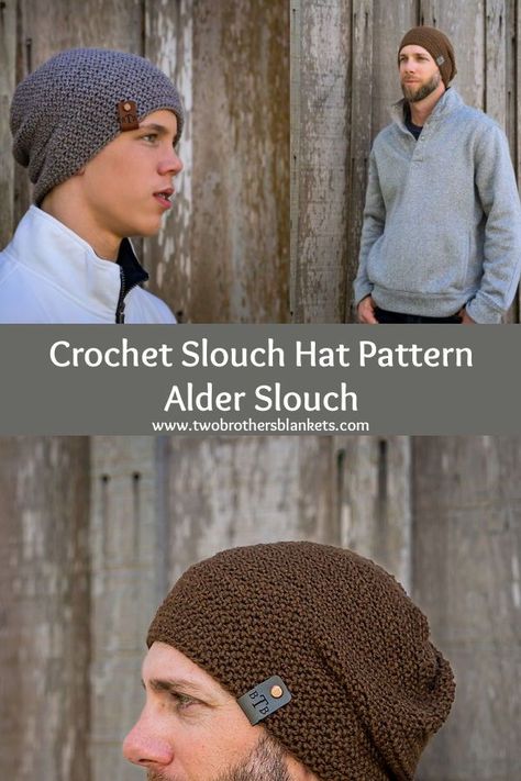 The Alder Slouch crochet pattern is a men's crochet slouch hat that can be found in the book "Crochet Makes for Men". #crochet #crochethat #crochetslouch #menscrochet Mens Slouch Beanie Crochet Pattern, Crochet Men’s Slouchy Beanie, Mens Crochet Hats Free Pattern Men's Beanie Pattern, Men’s Slouchy Beanie Crochet Pattern, Crochet Hats For Men Free Pattern Guys, Crochet Hat For Man, Men’s Crochet Hat Pattern, Crochet Beanie Pattern Free Mens, Crochet Slouchy Hat Free Pattern Mens Slouch Beanie