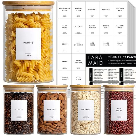 PRICES MAY VARY. ✅ PICTURE PERFECT PANTRY: Each set comes with 150 Preprinted Pantry Labels, 77 Expiration Date Labels and 15 Blank Labels, suitable for round, square and rectangular pantry container sets. All label names are selected from most common pantry names and we offer the most complete pantry checklist in the market. ✅ PREMIUM QUALITY: Not all labels are built the same. All our labels are printed on Laramaid proprietary Vinyl material which is long-lasting and more durable compared to i Pantry Cricut Labels, Cricut Pantry Labels Farmhouse, Cricut Pantry Labels Svg Free, Minimalist Pantry, Kitchen Pantry Labels, Spice Rack Organization, Pantry Containers, Cereal Storage, Perfect Pantry