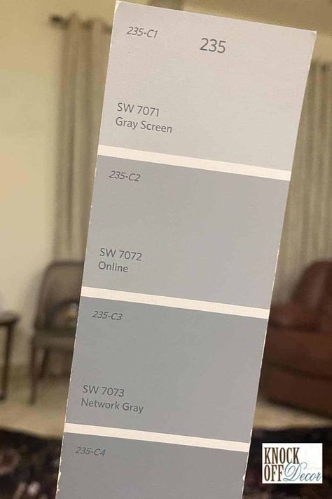 SW-gray-screen-color-palette Sw Evening Shadow Paint, Sw Evening Shadow, Evening Shadow Sherwin Williams, Sherwin Williams Evening Shadow, True Gray Paint Color, Sherwin Williams Gray Screen, Upward Paint Color, Upward Sherwin Williams, Sherwin Williams Upward