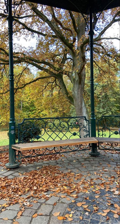 autumn park aesthetic Park Astethic, Park Bench Aesthetic, Madrid Aesthetic, Aesthetic Park, Stage Crew, Park Aesthetic, Autumnal Equinox, Scenery Photography, Autumn Park