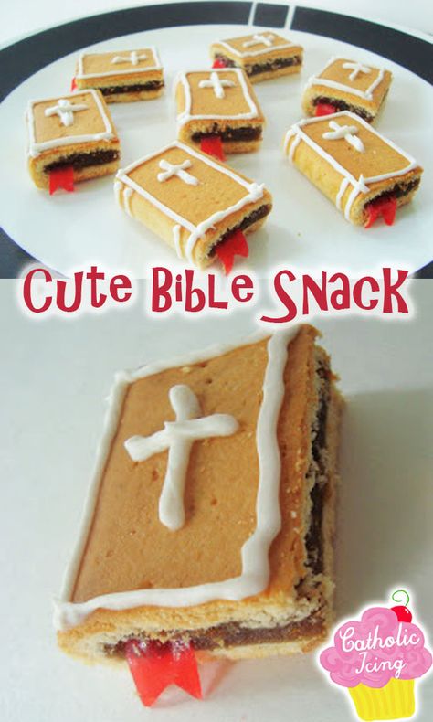 These adorable bible snacks for kids are easy to put together. Click over for full directions. Perfect for vacation bible school, sunday school, vbs, and more! Vbs Food Ideas For Kids, Vbs Meals For Kids, Bible Study Snack Ideas, Vbs Snacks For Kids, Breaker Rock Beach Vbs 2024 Snacks, Vbs Meals, Bible Study Snacks, Vacation Bible School Snacks, Confirmation Desserts