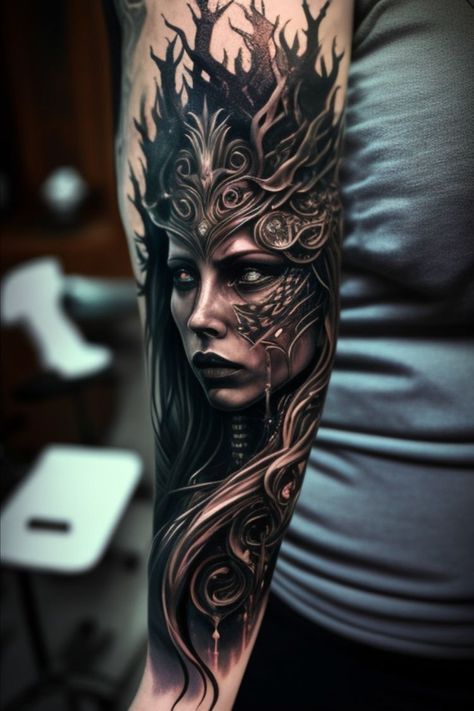 Amazon Warrior Tattoo, Frigga Goddess Tattoo, Female Viking Tattoo, Norse Goddess Tattoo, Viking Woman Tattoo, Viking Female Warrior Tattoo, Valkyrie Tattoos, Simple Armband Tattoo, Tattoo Avant Bras