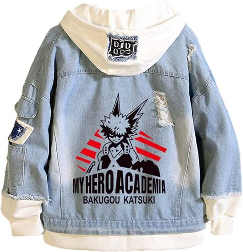 PRICES MAY VARY. 100% Cotton Zipper closure My Hero Academia Merchandise, Denim Jacket And Jeans, Denim Jacket With Hoodie, Mode Emo, Denim Hoodie, Anime Inspired Outfits, Anime Cosplay Costumes, Anime Hoodie, Kawaii Clothes