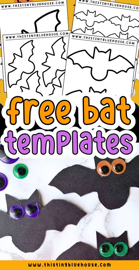 Our free bat template for Halloween is a great starting point for a variety of bat craft ideas and decor ideas for kids.   With 4 bat templates in different size this free Halloween bat outline is a great way to do a simple Halloween activity with kids of all ages.   So, head over to our website today to download our free bat outline. Downloading is quick and easy. Classroom Halloween Crafts 1st Grade, Bat Pictures For Kids, Handprint Bats For Kids, Hand Print Bats, Bat Projects For Preschoolers, Bats For Preschool, Small Bat Template Free Printable, Bats Arts And Crafts For Kids, Free Halloween Craft Printables For Kids