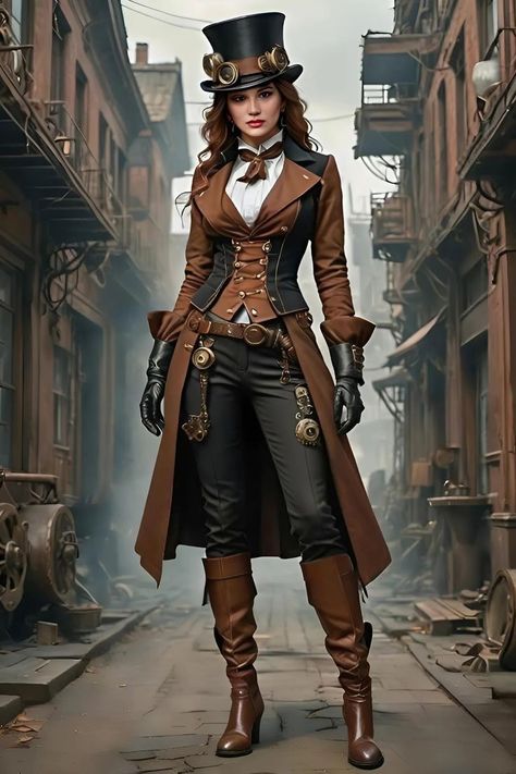 Modest Steampunk Fashion, Women Steampunk Outfit, Victorian Female Fashion, Steampunk Fashion Women Dresses, Steam Punk Fashion Women, Steam Punk Outfits Women, Steampunk Female Character, Steampunk Pirate Female, Steam Punk Women