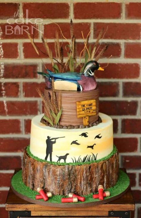 Duck Hunting Grooms Cake, Hunting Grooms Cake, Duck Hunting Cakes, Grooms Cake Hunting, Grooms Cake Ideas, Hunting Birthday Cakes, Groomsman Cake, Birthday Cake For Boyfriend, Hunting Cake