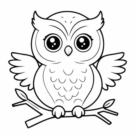 Owl Drawing Simple, Cute Vector Illustration, Cute Owl Cartoon, Owl Drawing, Owl Coloring Pages, Cute Vector, Black And White Cartoon, Free Coloring Sheets, Colouring Page