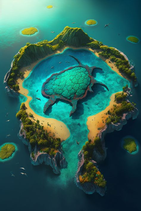 Fantasy Island Art, Fantasy Midevil, Fantasy Island Map, Island Fantasy Art, Dnd Island, Island Concept Art, Fantasy Sea, Magical Sky, Uninhabited Island