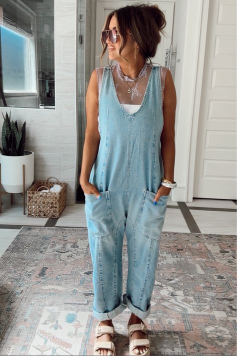 Trendy Fashion Outfits 2024, Free People Hot Shot Onesie Outfit Winter, High Roller Jumpsuit Outfit, Shop By Outfit Women, Free People Jumpsuit Outfit, Overall Jumpsuit Outfit, Casual Jumpsuit Outfit, Overalls Outfit Summer, Jumpsuit Outfit Ideas