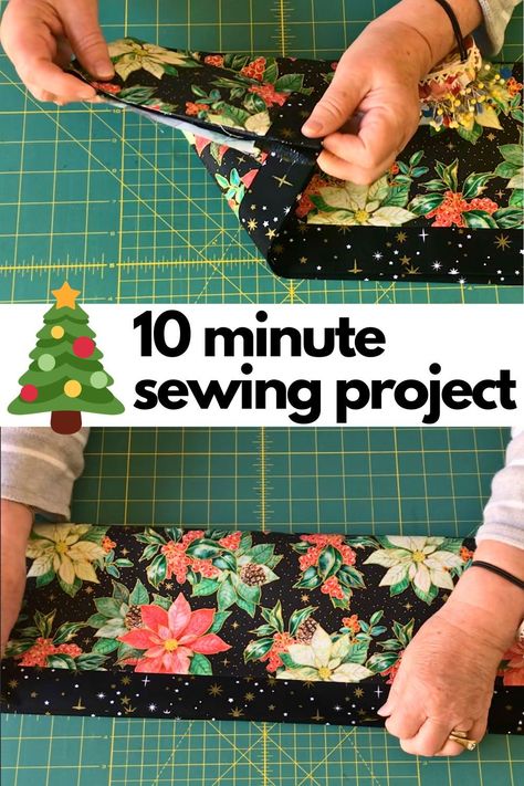 Sewing Christmas Placemats, Sewing For Christmas Ideas, Last Minute Sewing Gifts, Easy Xmas Sewing Projects, Christmas Sewing Projects For Beginners, Easy Table Runners Diy, 10 Minute Table Runner Pattern Free, Free Christmas Sewing Projects, Easy Placemats To Sew