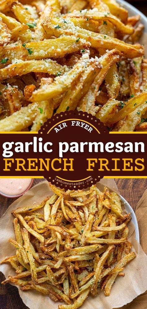 Garlic Parmesan French Fries, Parmesan French Fries, Air Fryer Fries, Gameday Food, French Fry Seasoning, Parmesan Fries, Air Fryer Garlic, Air Fryer French Fries, Seasoned Fries